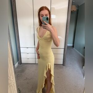 yellow long summery dress